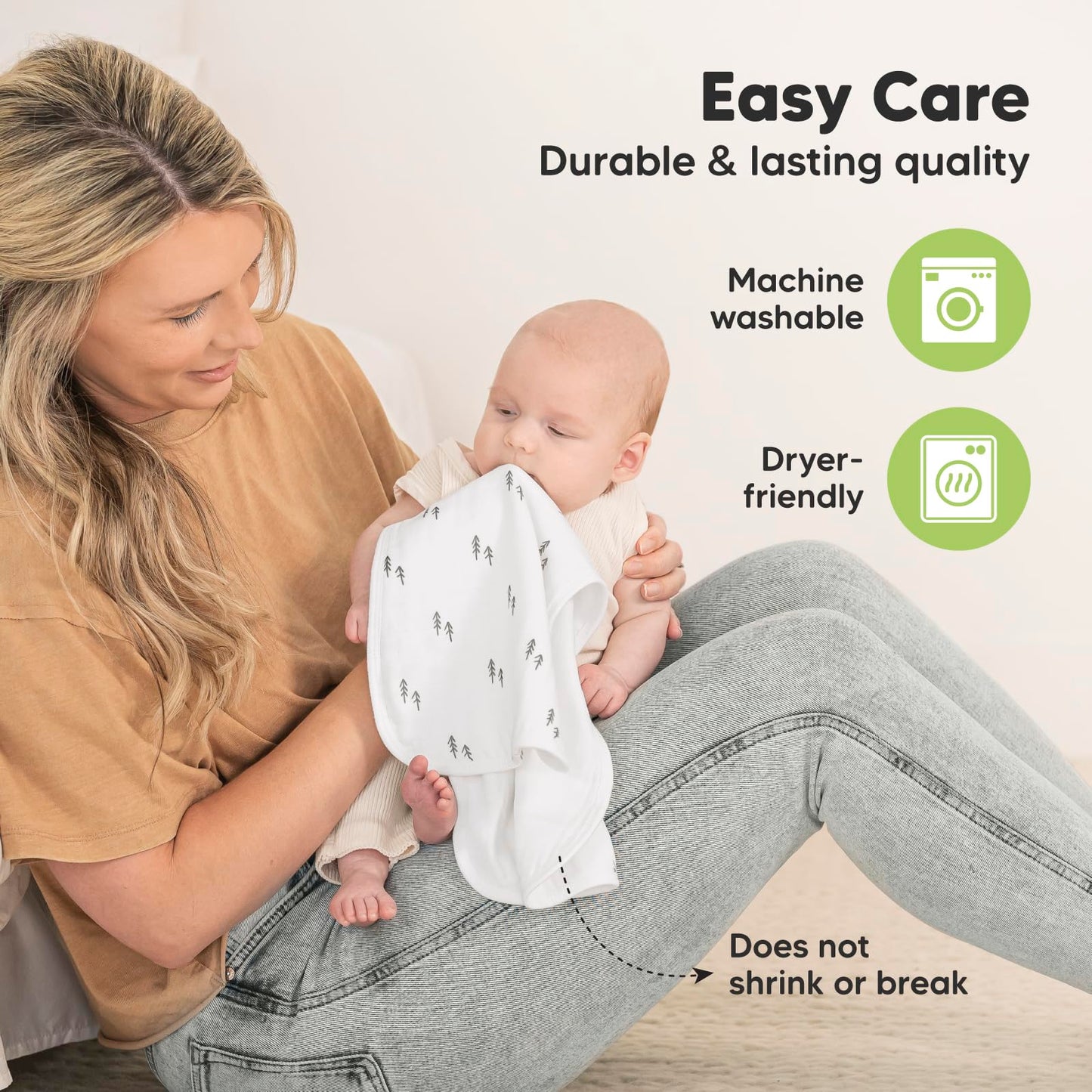 Flat lay of 5-pack KeaBabies baby burp rags