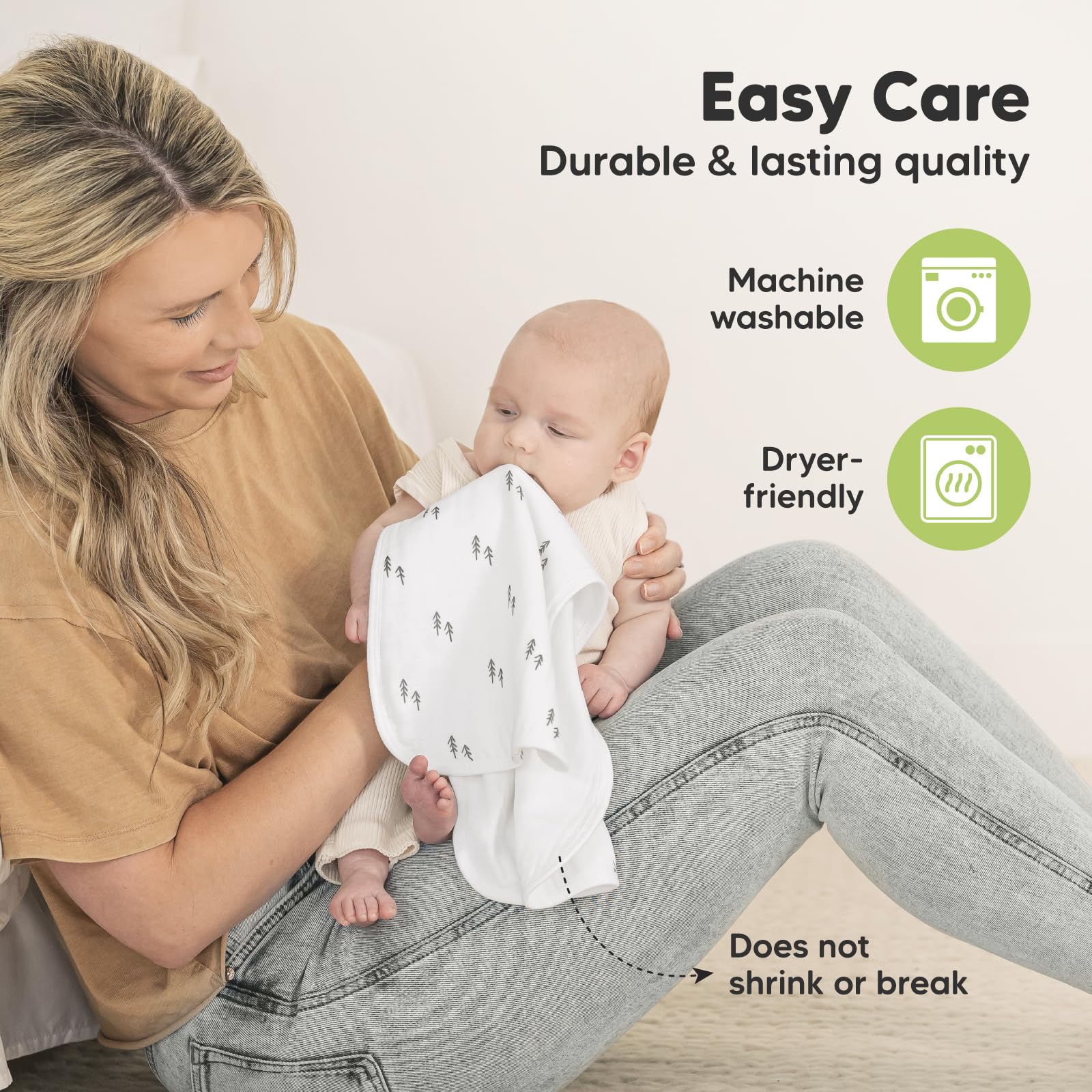 Flat lay of 5-pack KeaBabies baby burp rags