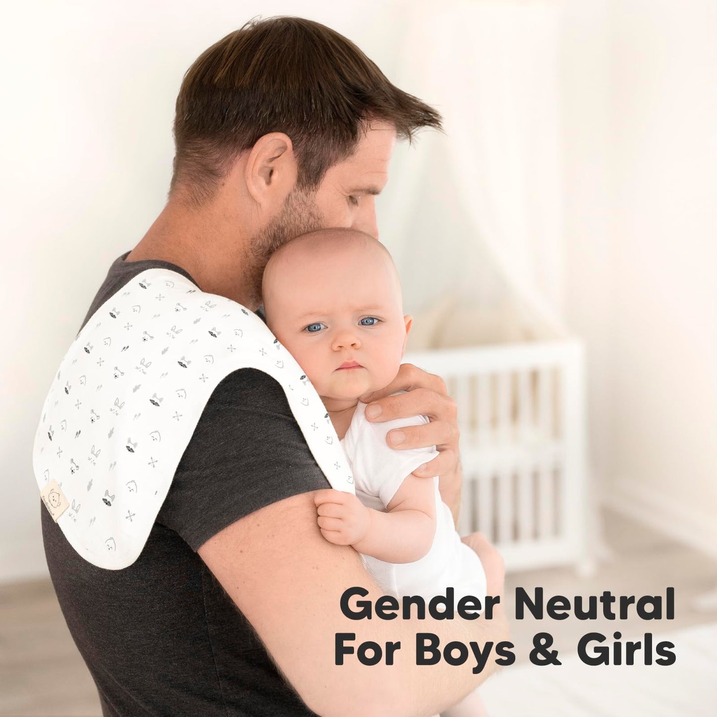 Detailed view of neutral grey and white Nordic baby patterns