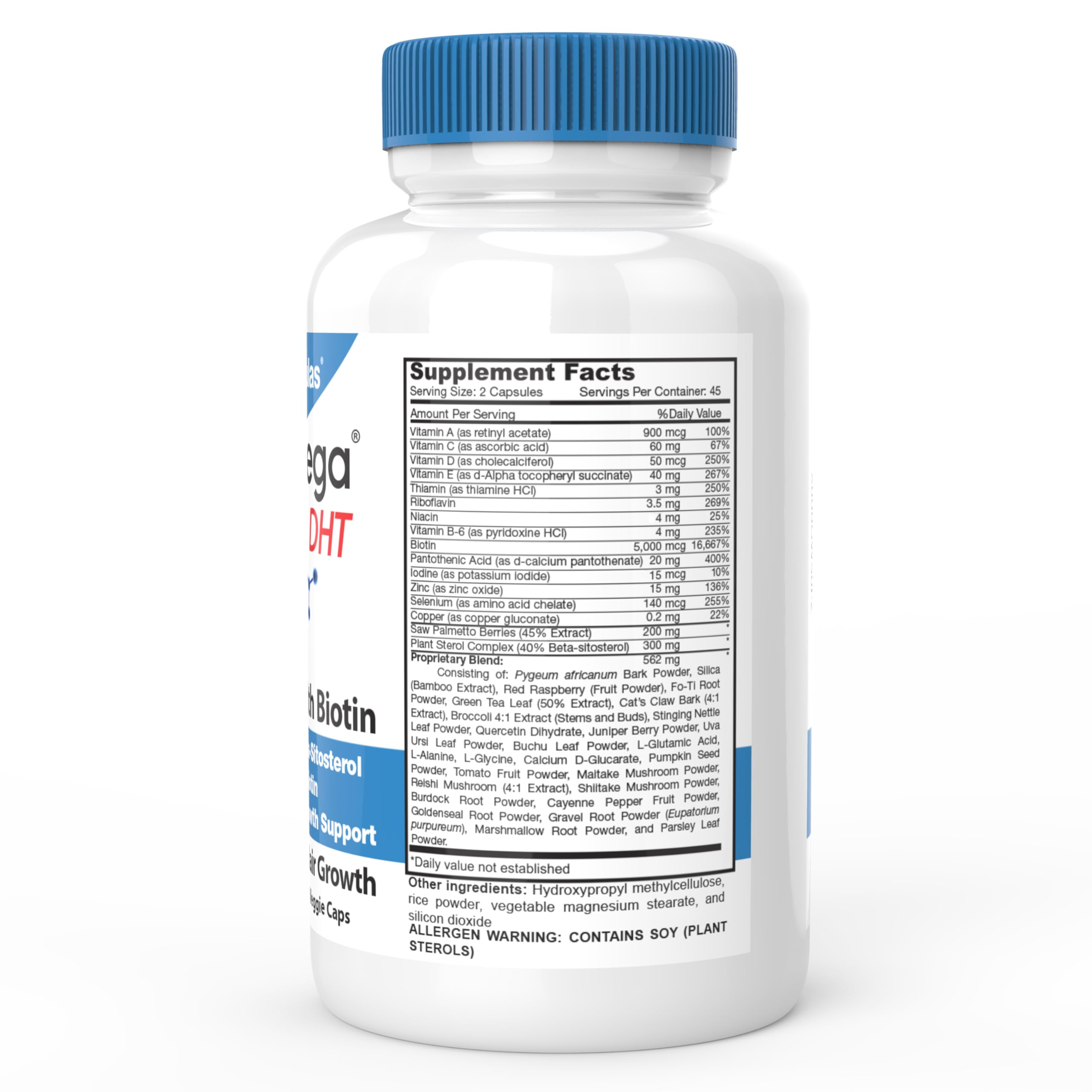 DrFormulas hair growth supplement with biotin 5000 mcg nutrition facts panel