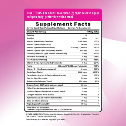 Nature's Truth Biotin 5000mcg beauty supplement label facts layout