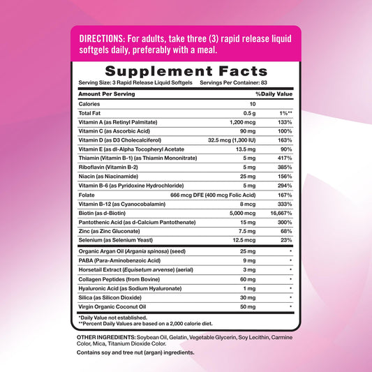 Nature's Truth Biotin 5000mcg beauty supplement label facts layout