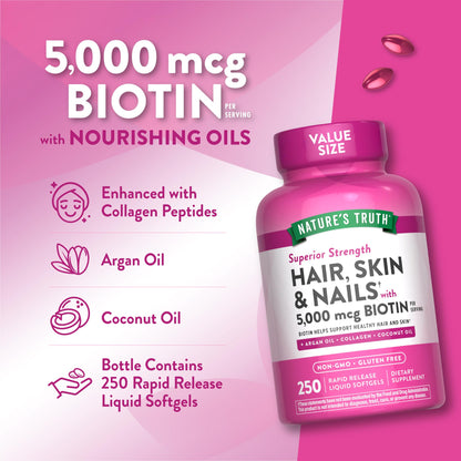 Nature's Truth imported USA skin and nail wellness product close up packaging
