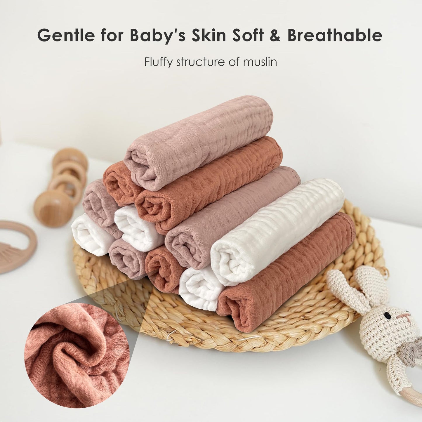 Large twenty by ten inch baby burping towel being held to demonstrate size