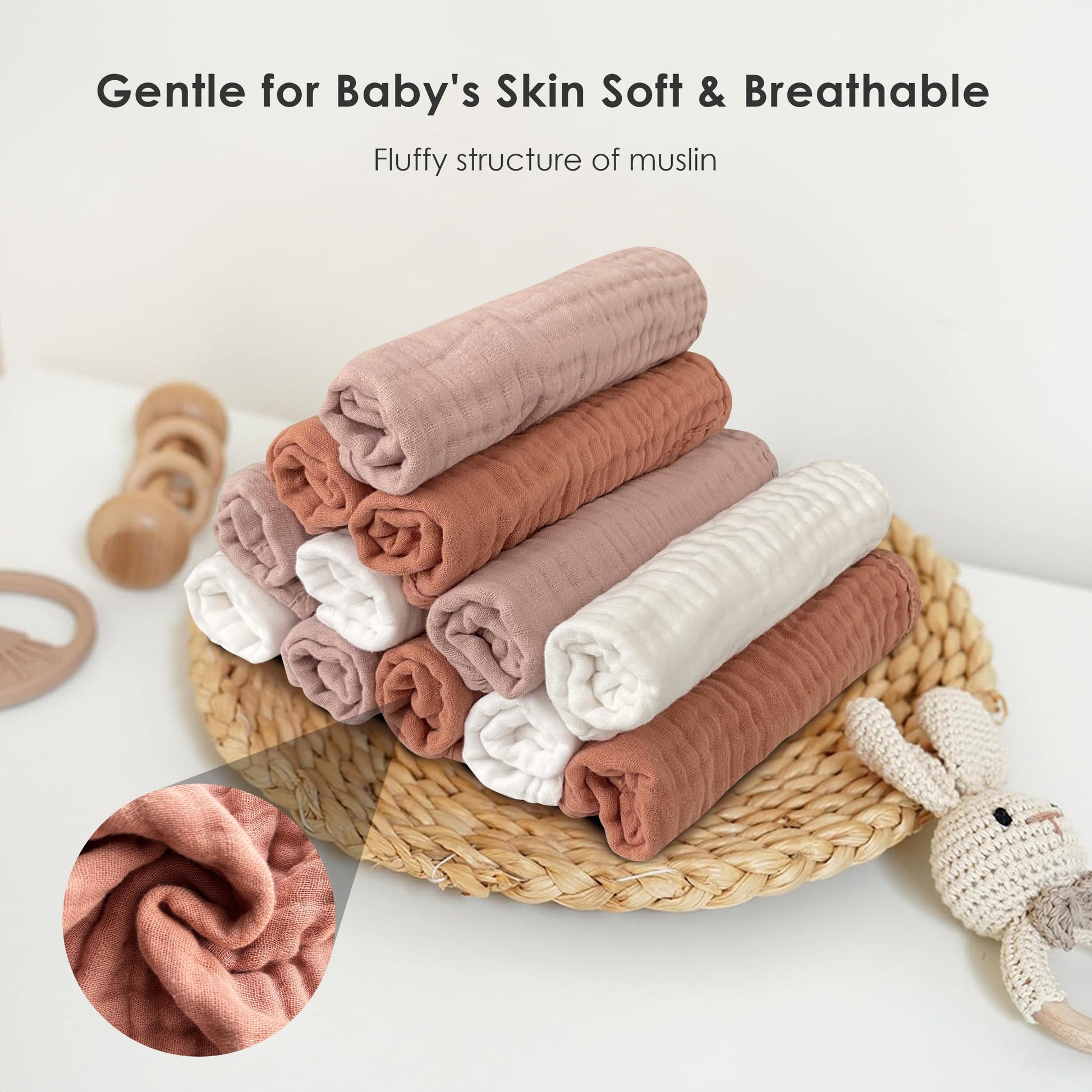 Large twenty by ten inch baby burping towel being held to demonstrate size