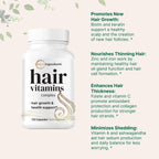 Two capsules of Micro Ingredients Hair Growth supplement displayed next to the official non-GMO certified bottle