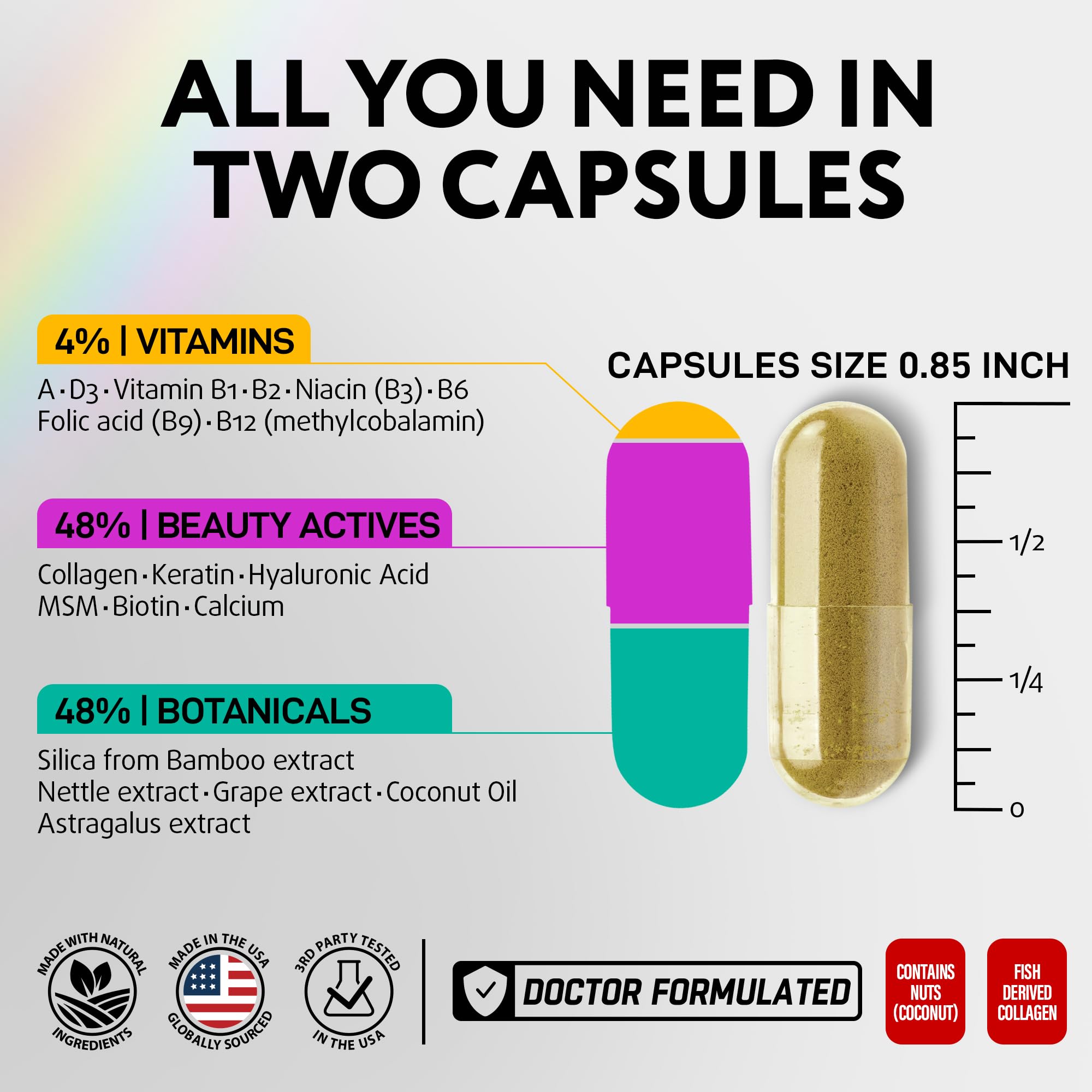 IQ BIOLOGY Biotin multi complex capsules for hair skin and nails supplement facts label