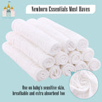 Twelve piece set of white cotton baby burp cloths