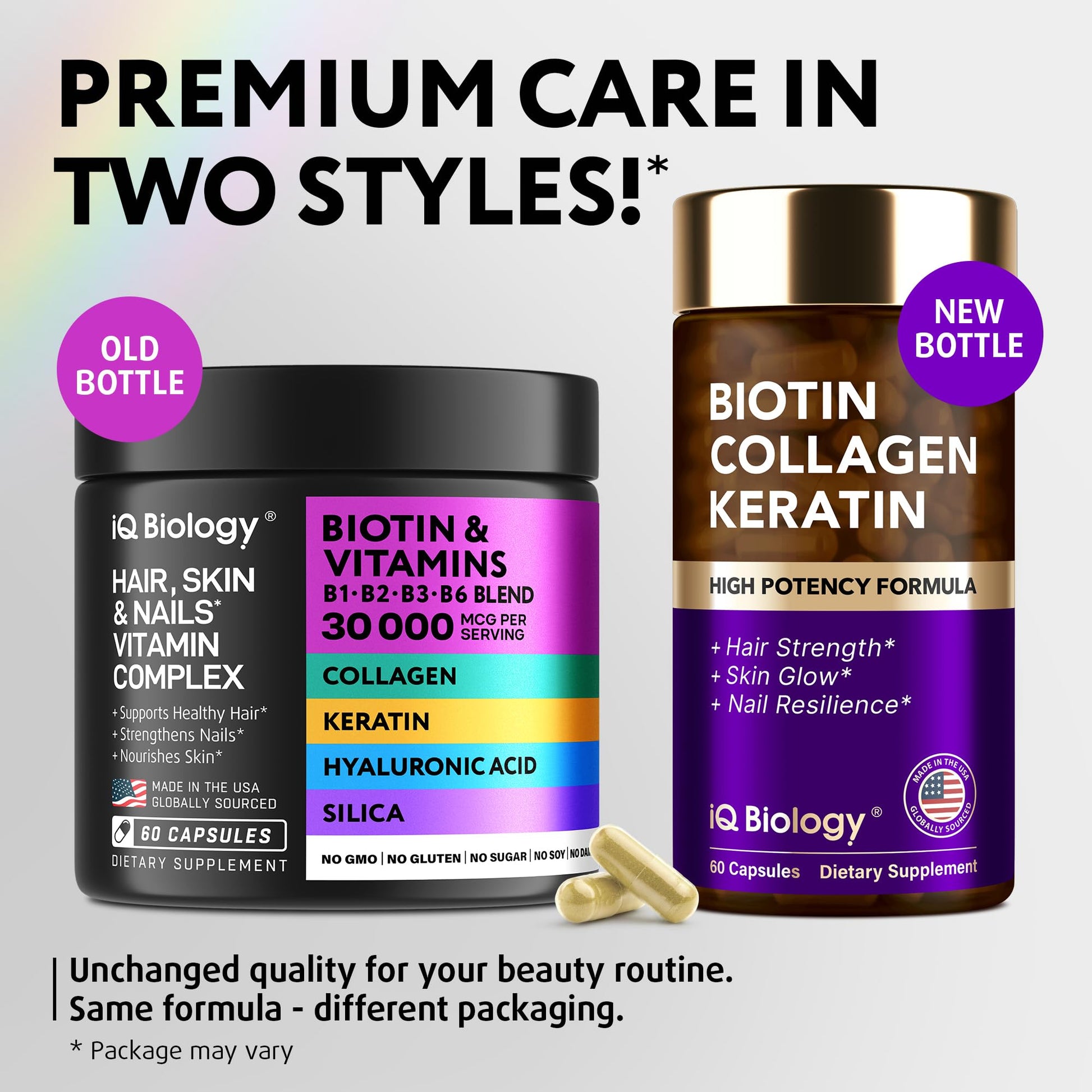 Authentic USA imported IQ BIOLOGY Biotin with collagen and keratin for thinning hair