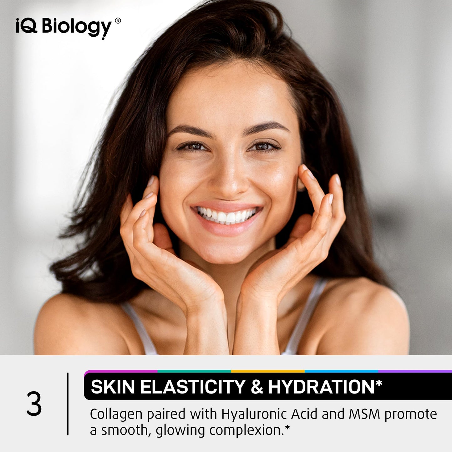 IQ BIOLOGY premium beauty supplement bottle for stronger nails and skin glow