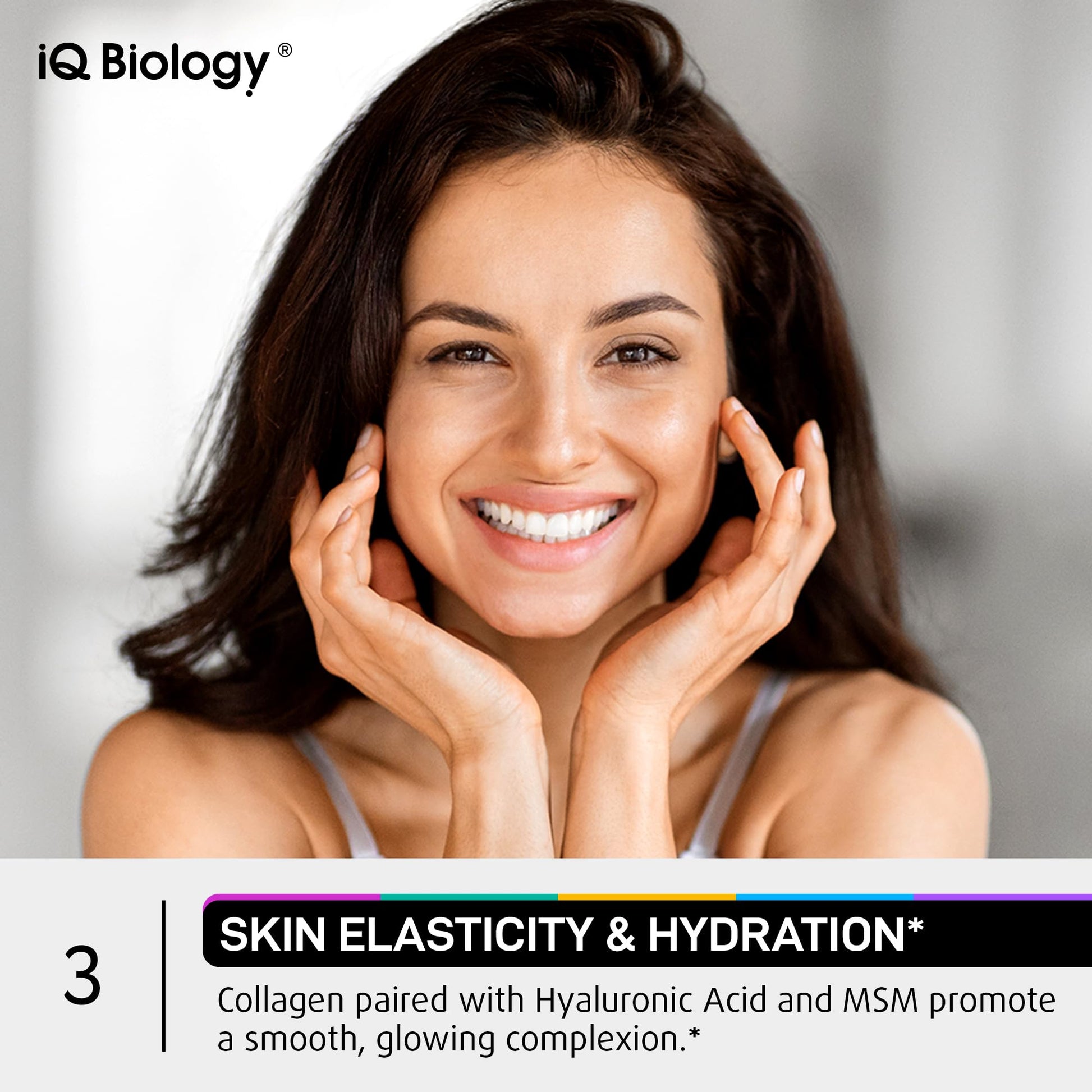 IQ BIOLOGY premium beauty supplement bottle for stronger nails and skin glow