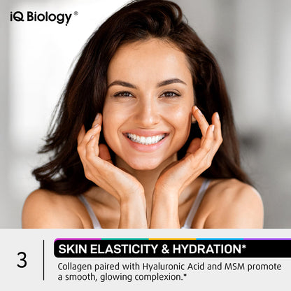 IQ BIOLOGY premium beauty supplement bottle for stronger nails and skin glow