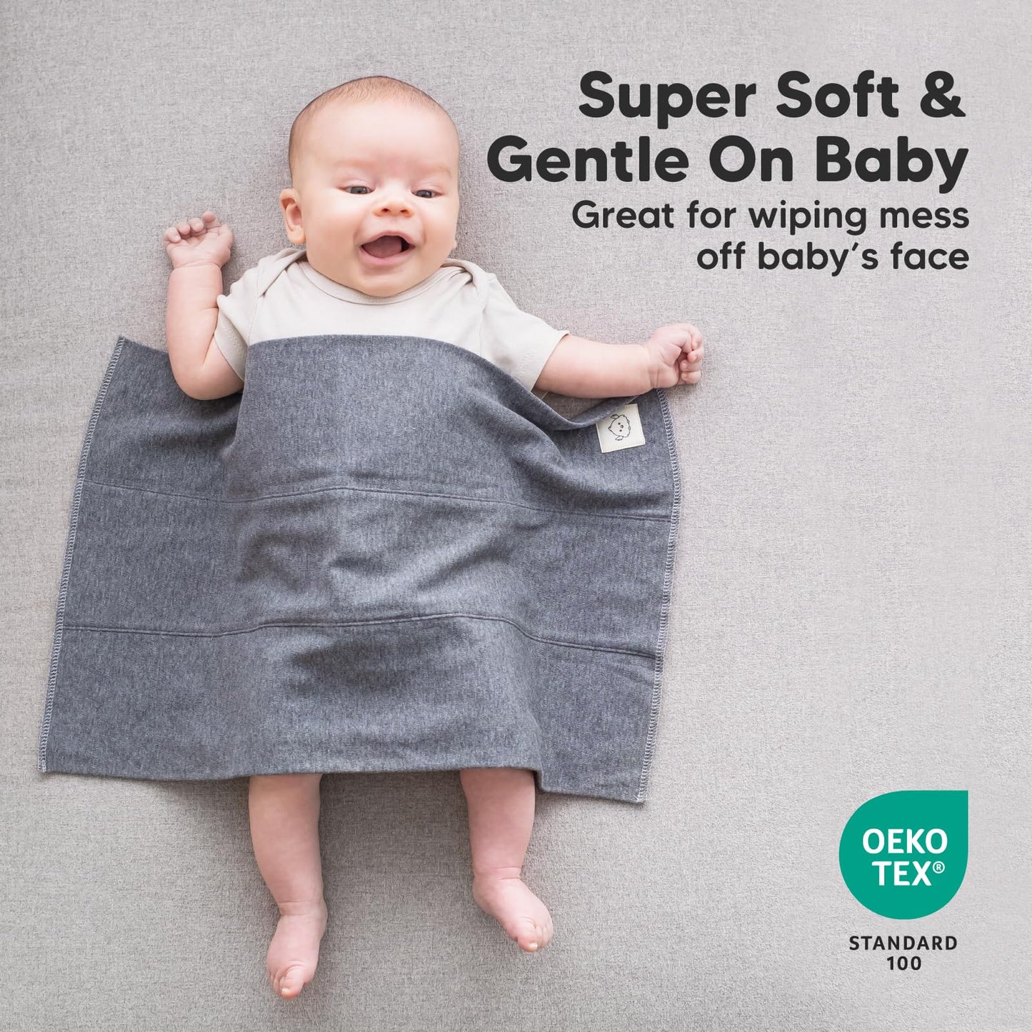 Six pack of absorbent organic cotton baby burp rags