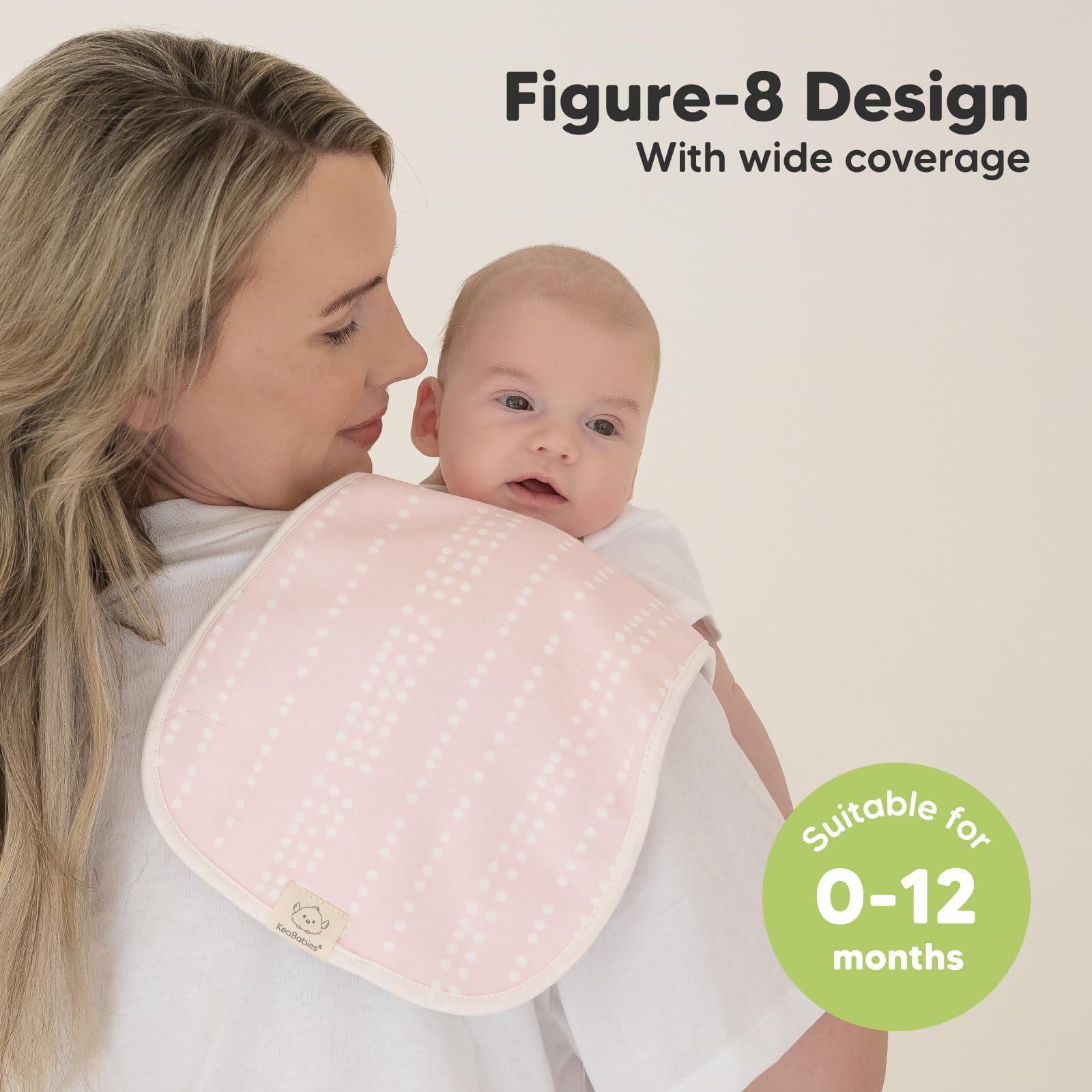 Parent using KeaBabies burp cloth on shoulder