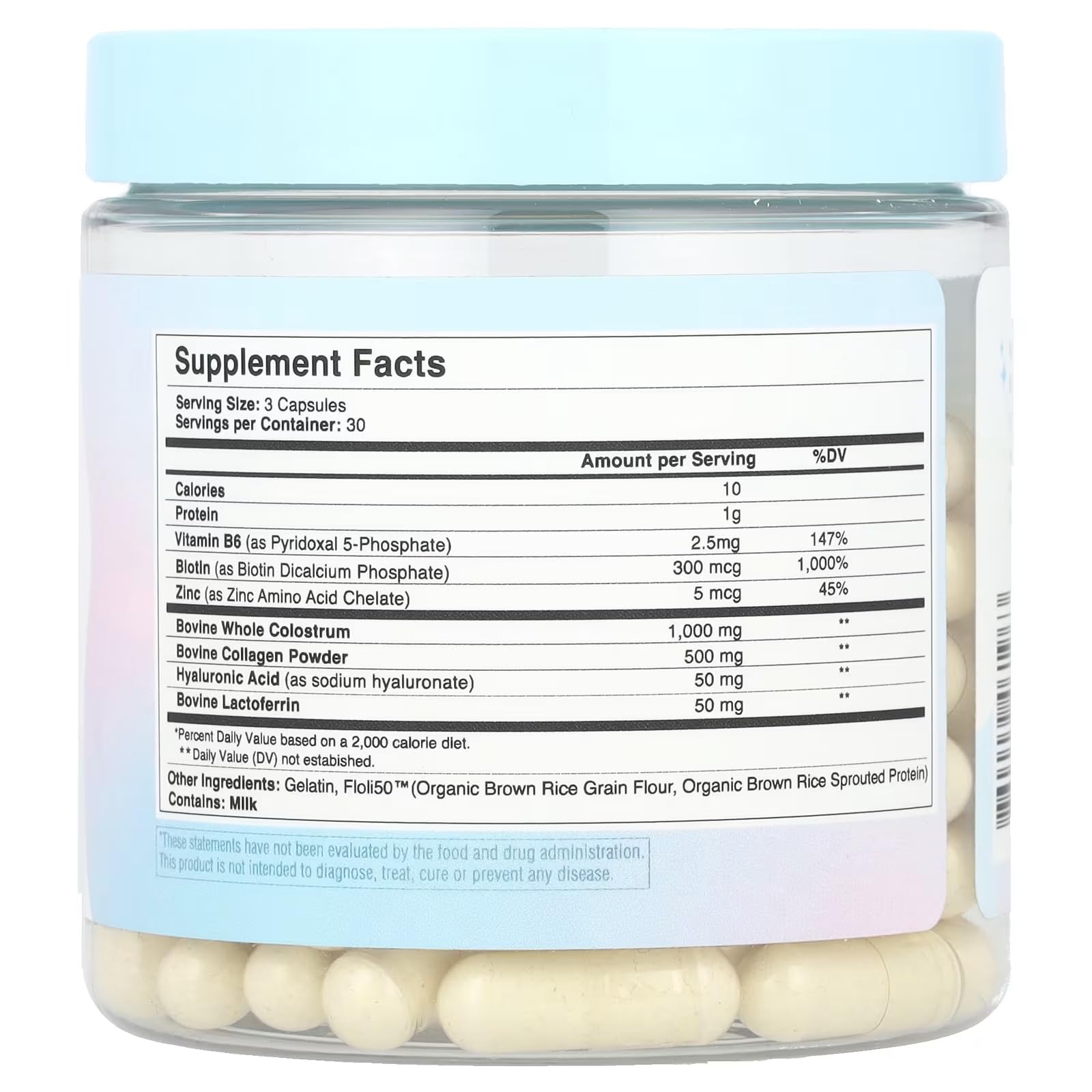 Wondercow hair growth and nail strength supplement side profile