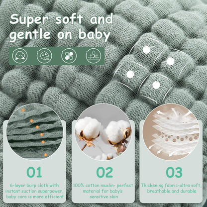 Looxii 6 layer 100 percent cotton burp cloths folded