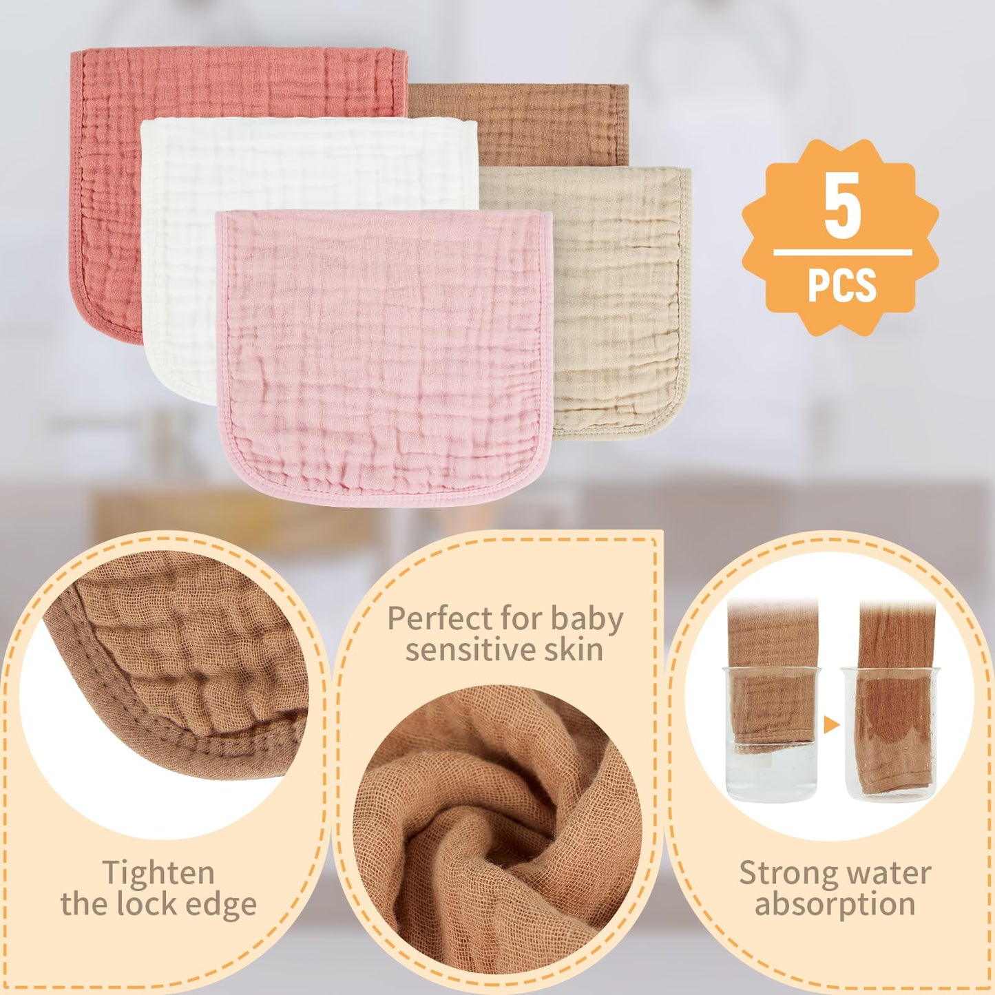 MIGIOL infant burping towel draped over a shoulder demonstrating generous ten by twenty inch coverage