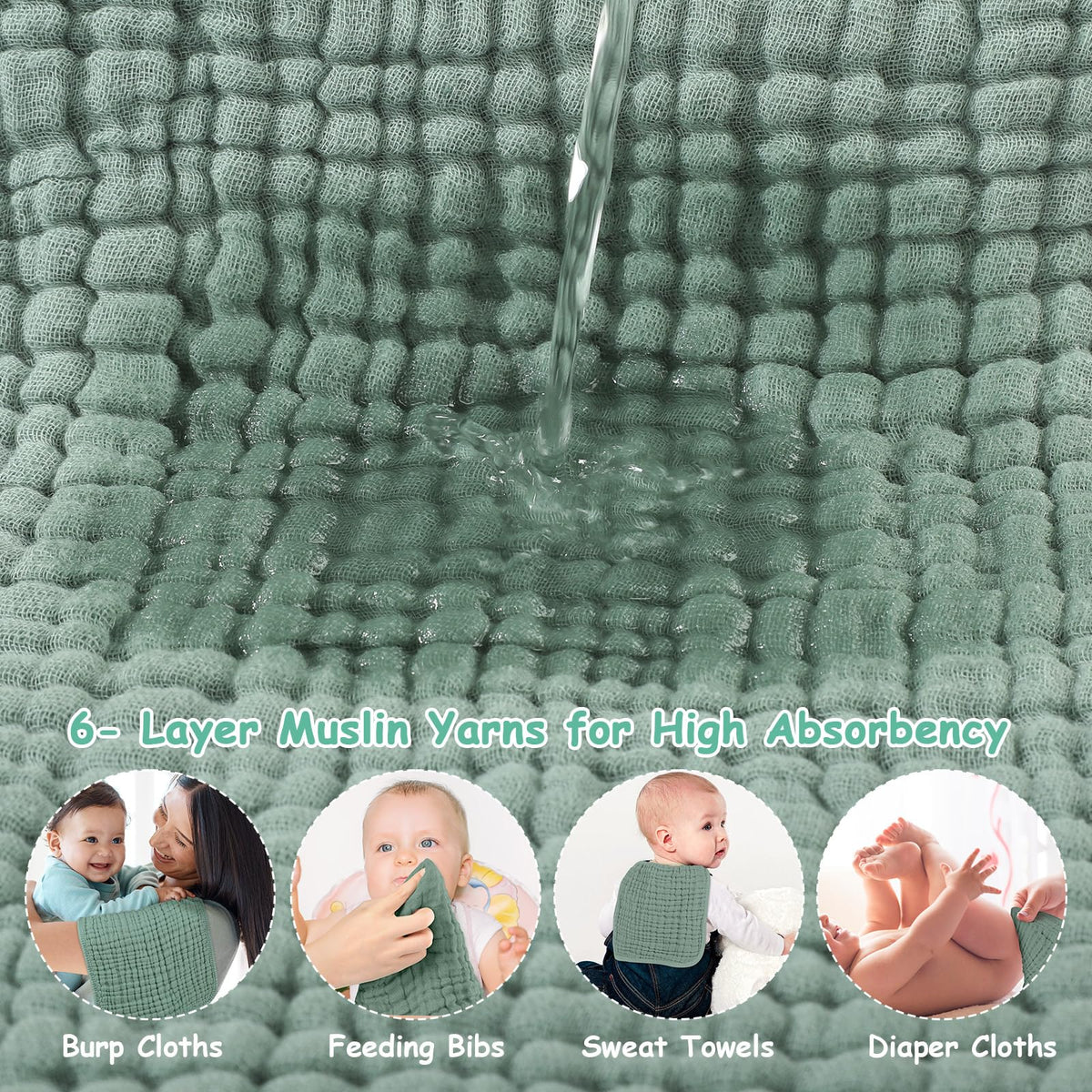 Looxii baby burp cloths stacked for newborn essentials