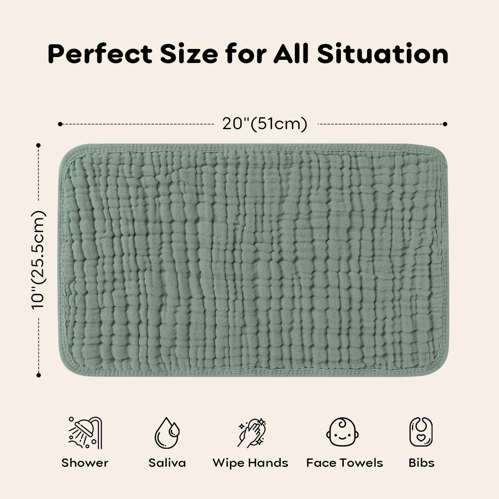 Looxii soft dark green muslin cloths for baby shower gift
