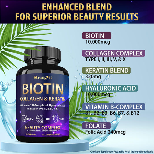 Vitboost hair skin and nails supplement showing extra strength ingredient label side