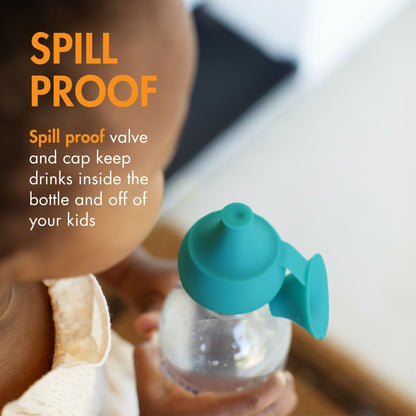 Boon Snug Sip silicone covers fitted on various water bottles