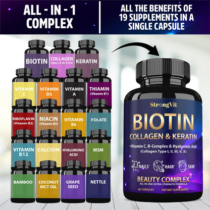 Vitboost biotin 120 capsules third party tested premium dietary supplement front