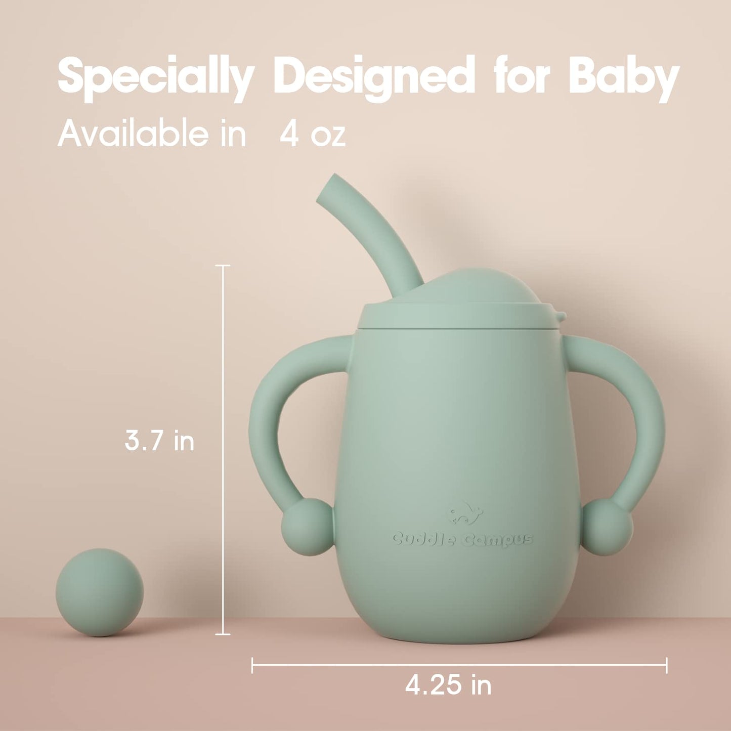 Versatile 3-in-1 baby open cup showing the weighted base and tactile bumps