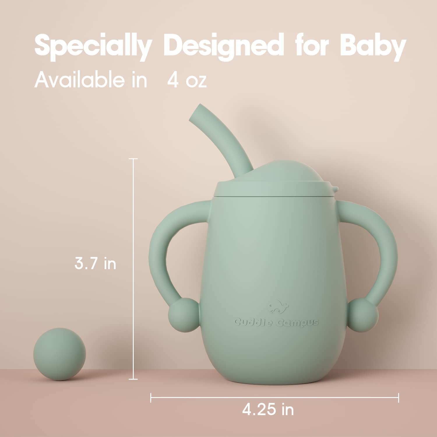 Versatile 3-in-1 baby open cup showing the weighted base and tactile bumps