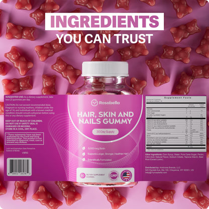 Rosabella plant based beauty vitamins featuring zinc and vitamin b12