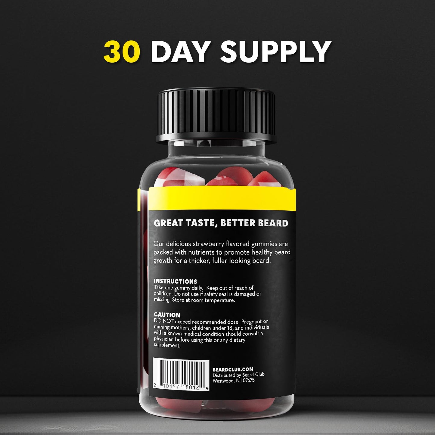 The Beard Club multi vitamin chewables packaging created for male grooming support