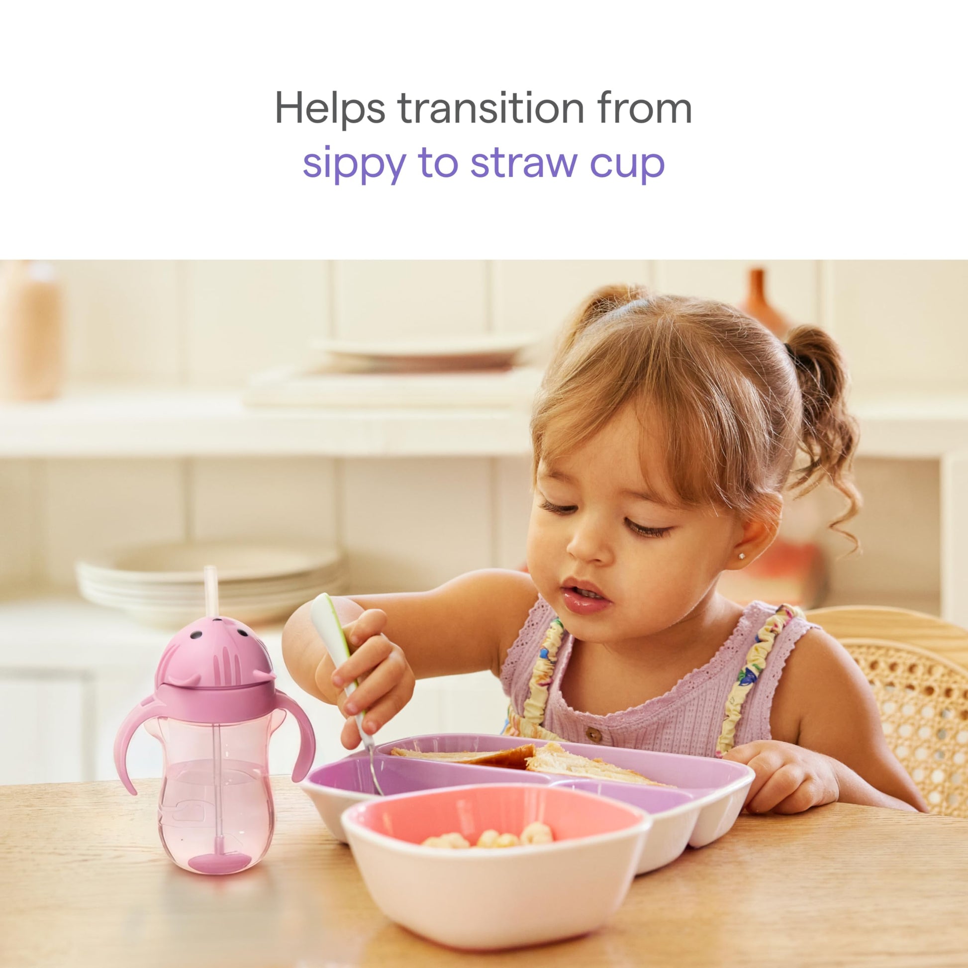 Click Lock technology lid on Munchkin 10 fluid ounce trainer cup