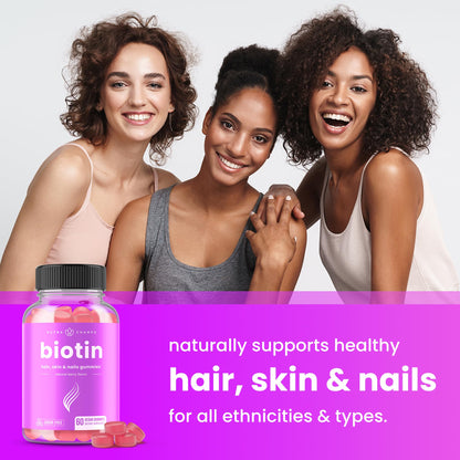 NutraChamps plant based 10000 mcg biotin gummies nutritional facts label and clean ingredients