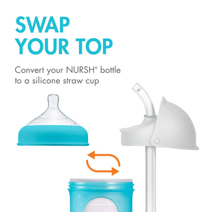 Boon toddler cup straw top replacement lid on bottle closeup shot