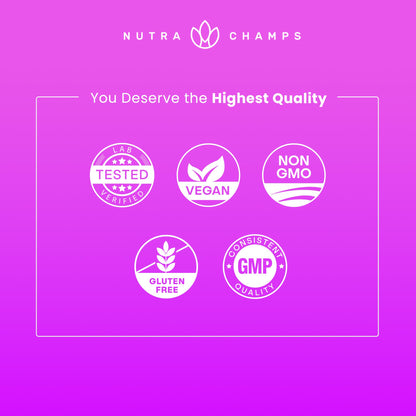 NutraChamps non GMO allergen free biotin product packaging for daily wellness routines