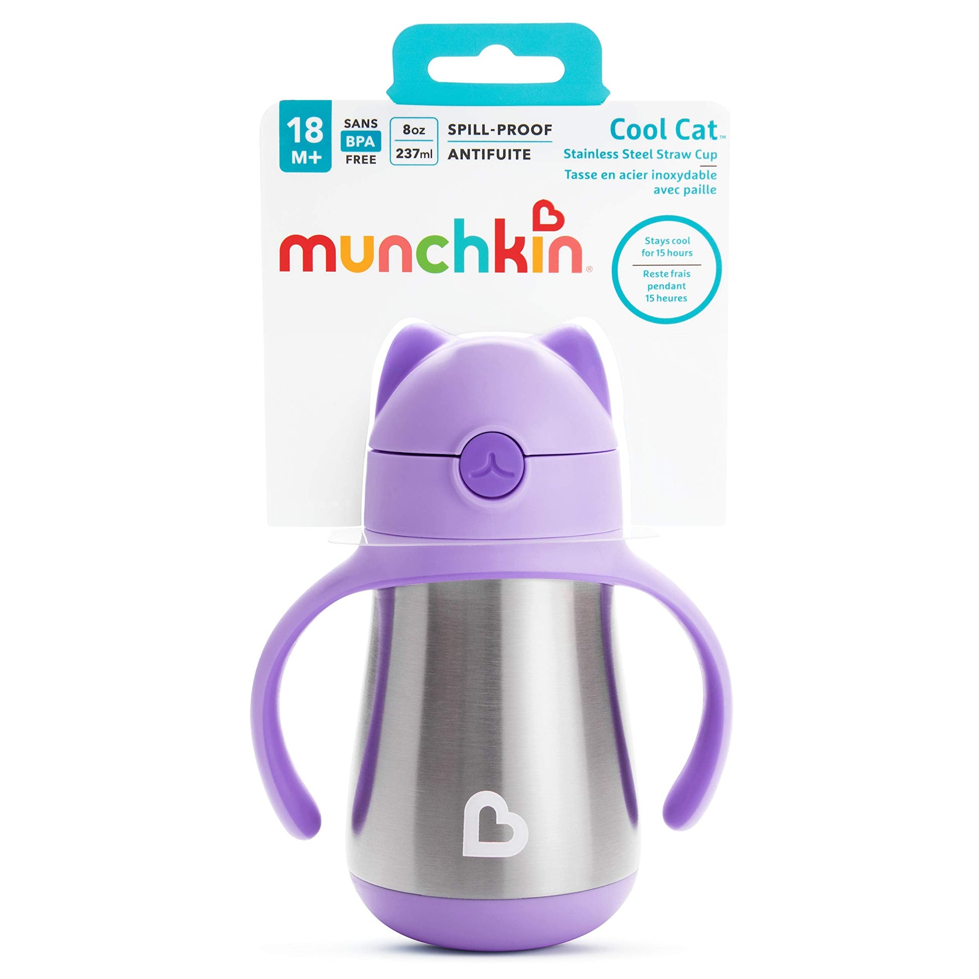 Authentic Munchkin USA imported stainless steel toddler cup packaging and product contents