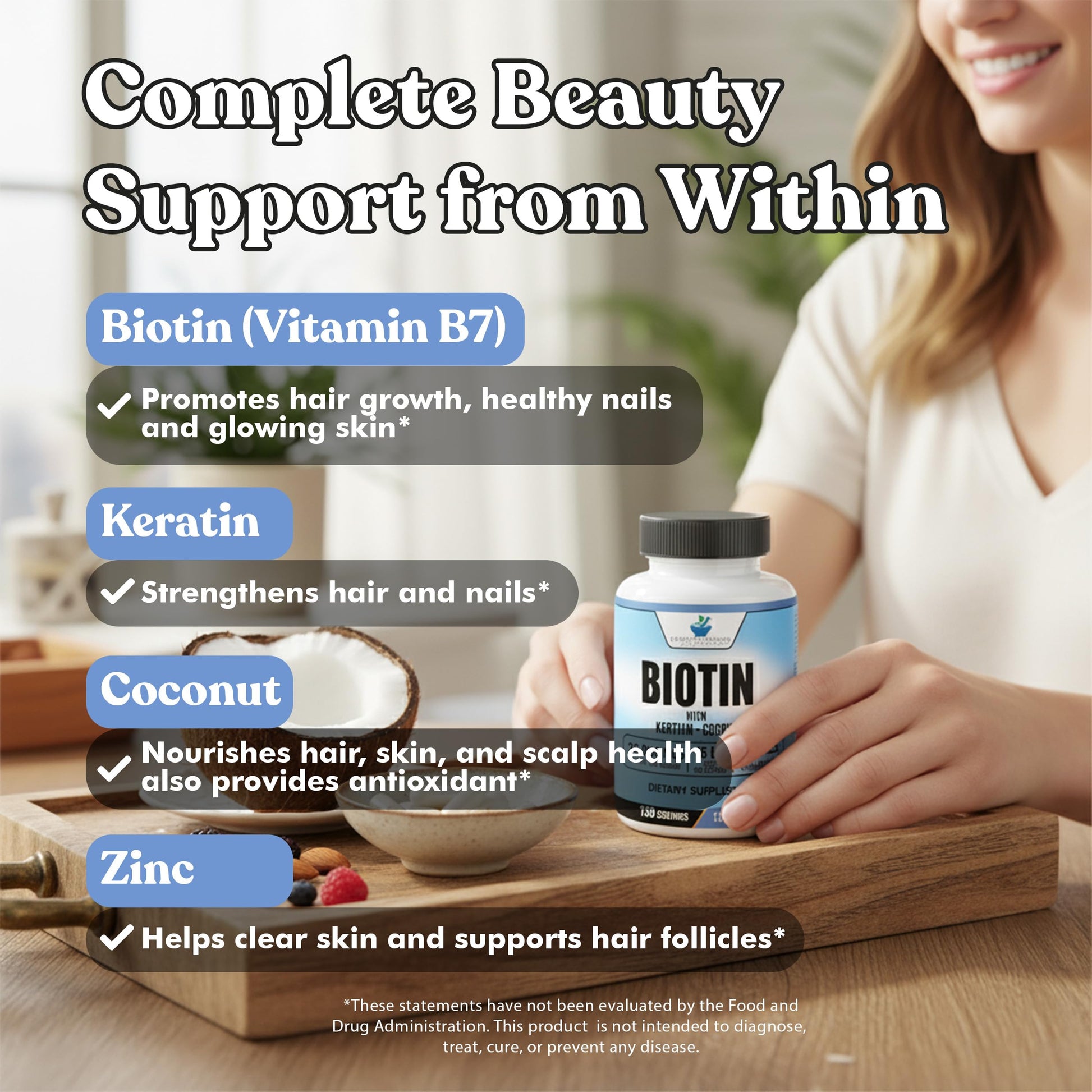 American Standard Supplements daily hair health vegetarian capsules 120 day supply