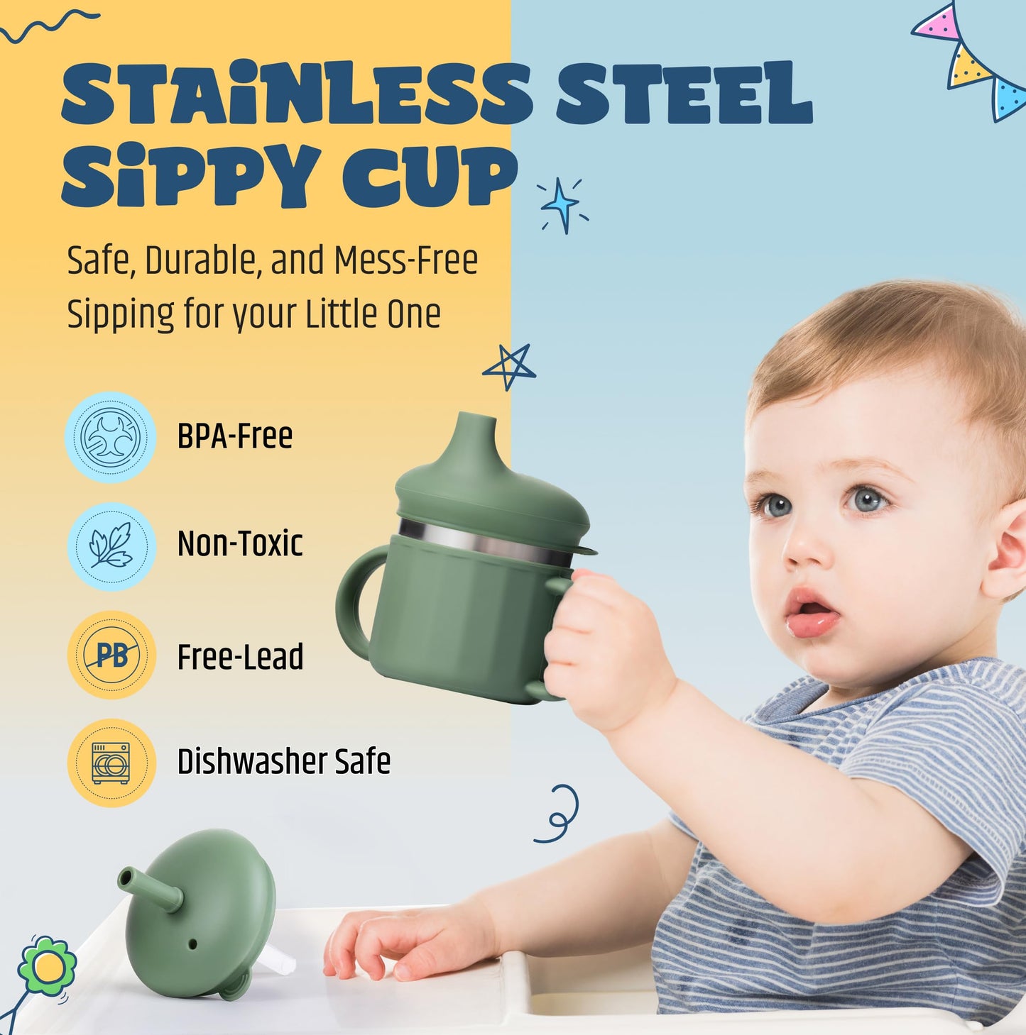 Jumble Dream stainless steel training cup for toddlers lifestyle angle