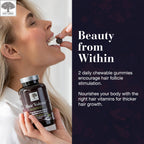 Side label of New Nordic Hair Volume Gummies showing 2500 mcg biotin and zinc nutritional values