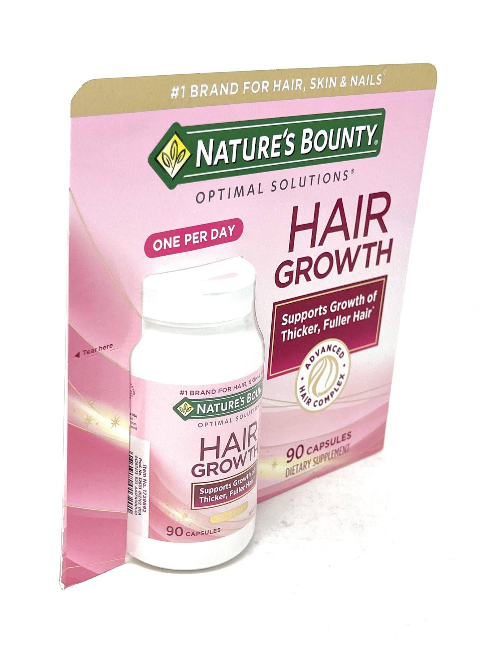 Nature's Bounty Advanced Hair Complex supplement facts and ingredient label view