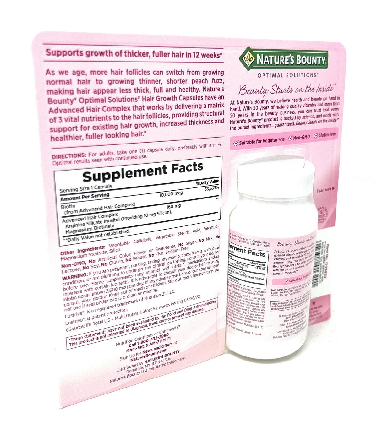 Nature's Bounty 90 vegetable capsules supplement side profile