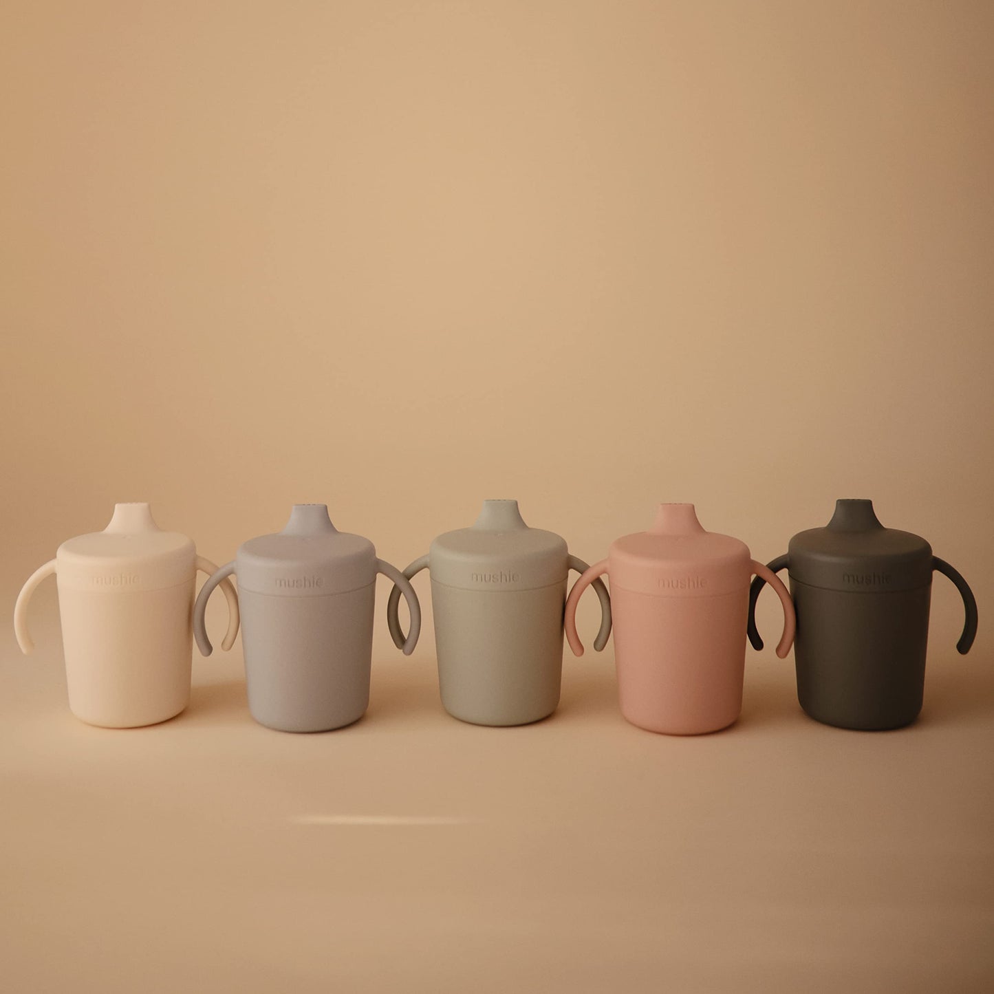 Microwave and dishwasher safe plastic baby sipper in sage hue