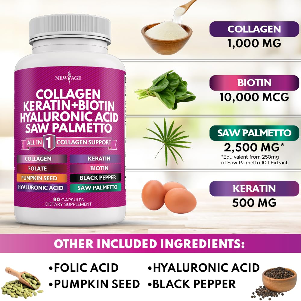 New Age ninety count beauty formula bottle for healthy skin nails and hair vitality