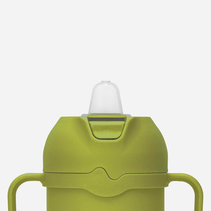 Comotomo tumbler showing silicone straw and spout