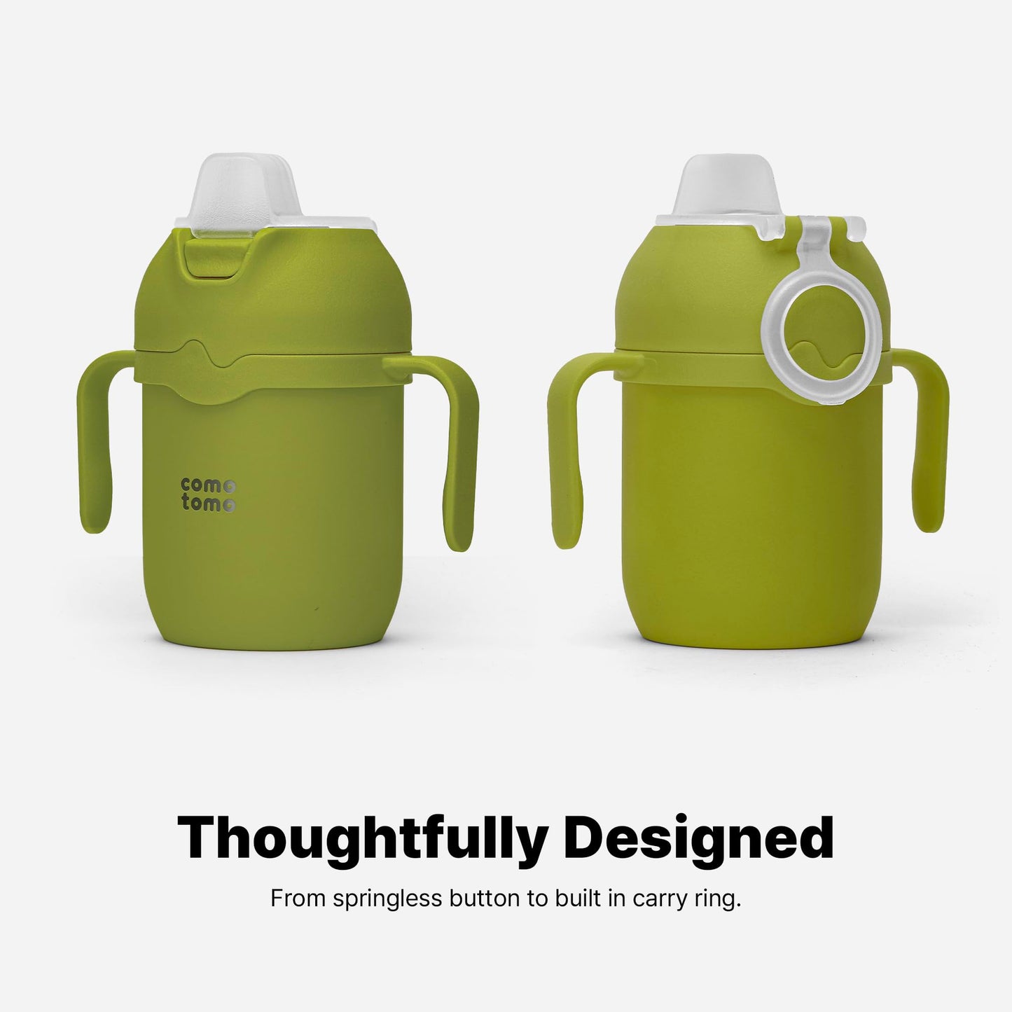 Comotomo toddler cup with carrying ring detail