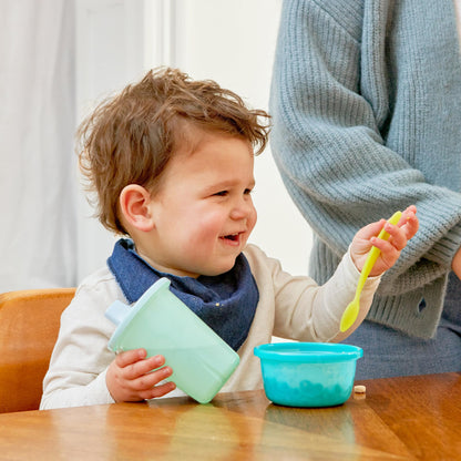 Assorted modern pastel shades of the durable BPA-free polypropylene sippy cups arranged together.