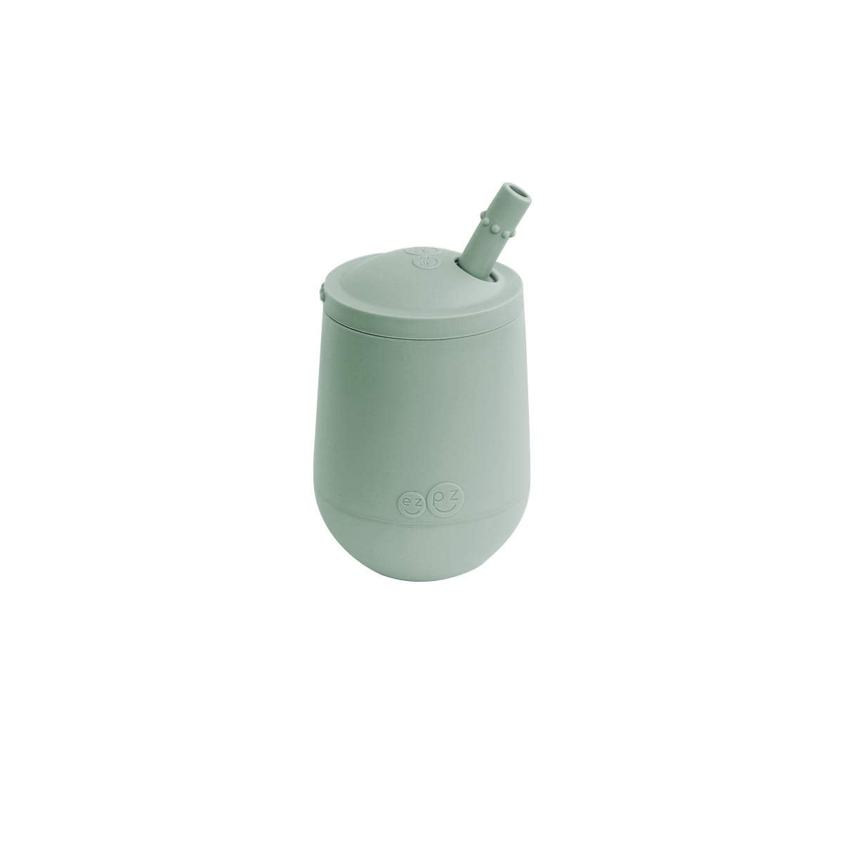 Premium silicone infant cup with lid and straw disassembled to show separate components
