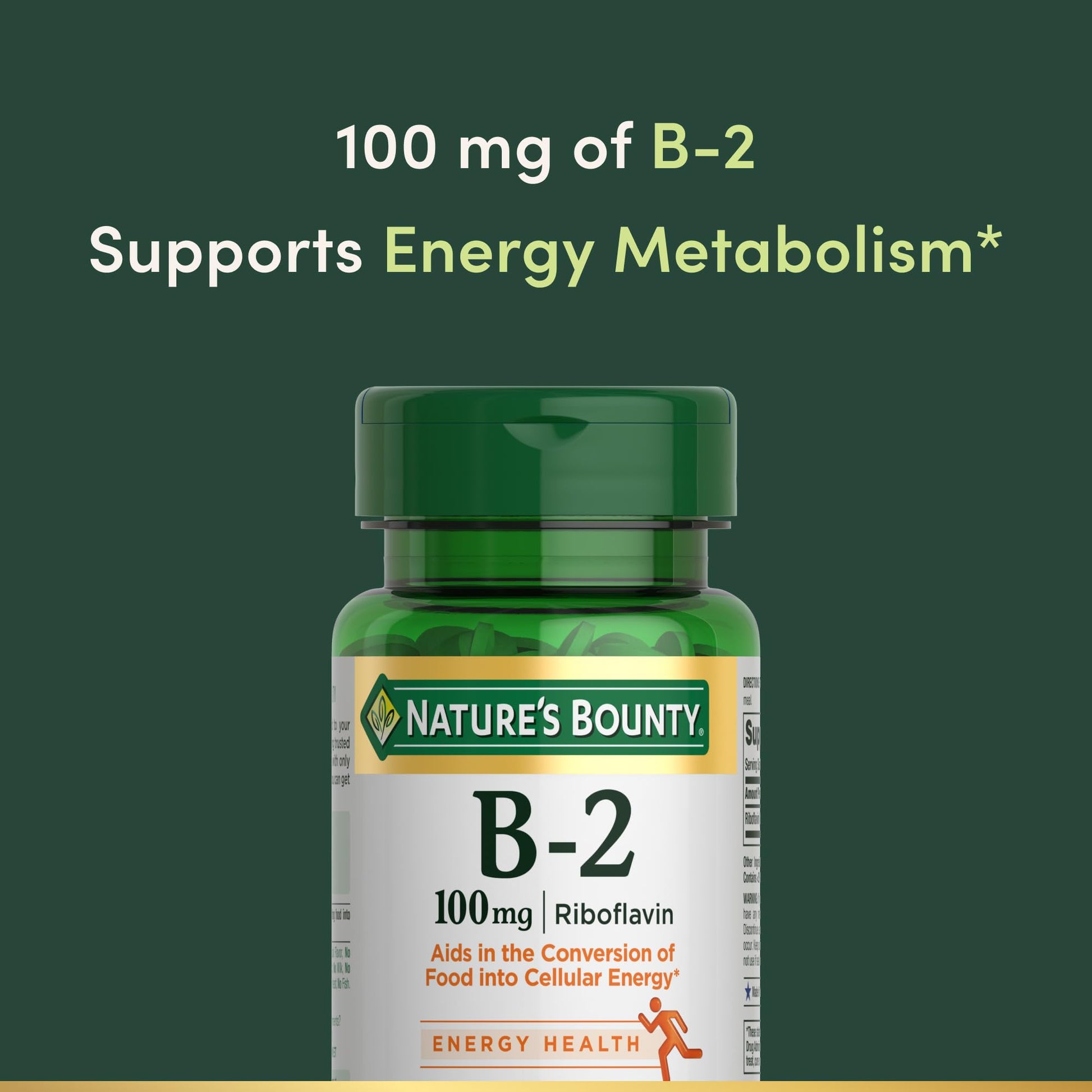 Close up of Vitamin B2 100 mg coated tablets label details