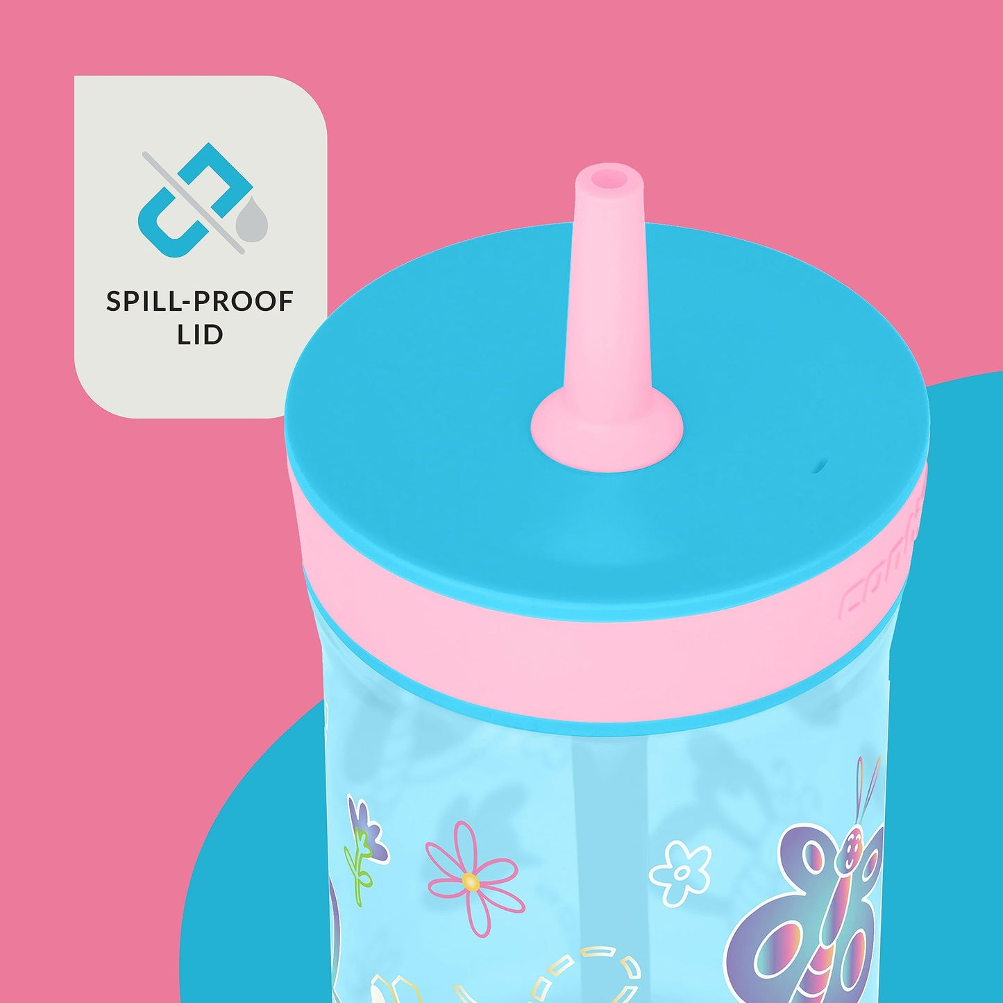 Contigo Leighton spill proof tumbler with straw showing detailed view of the automatic valve lid