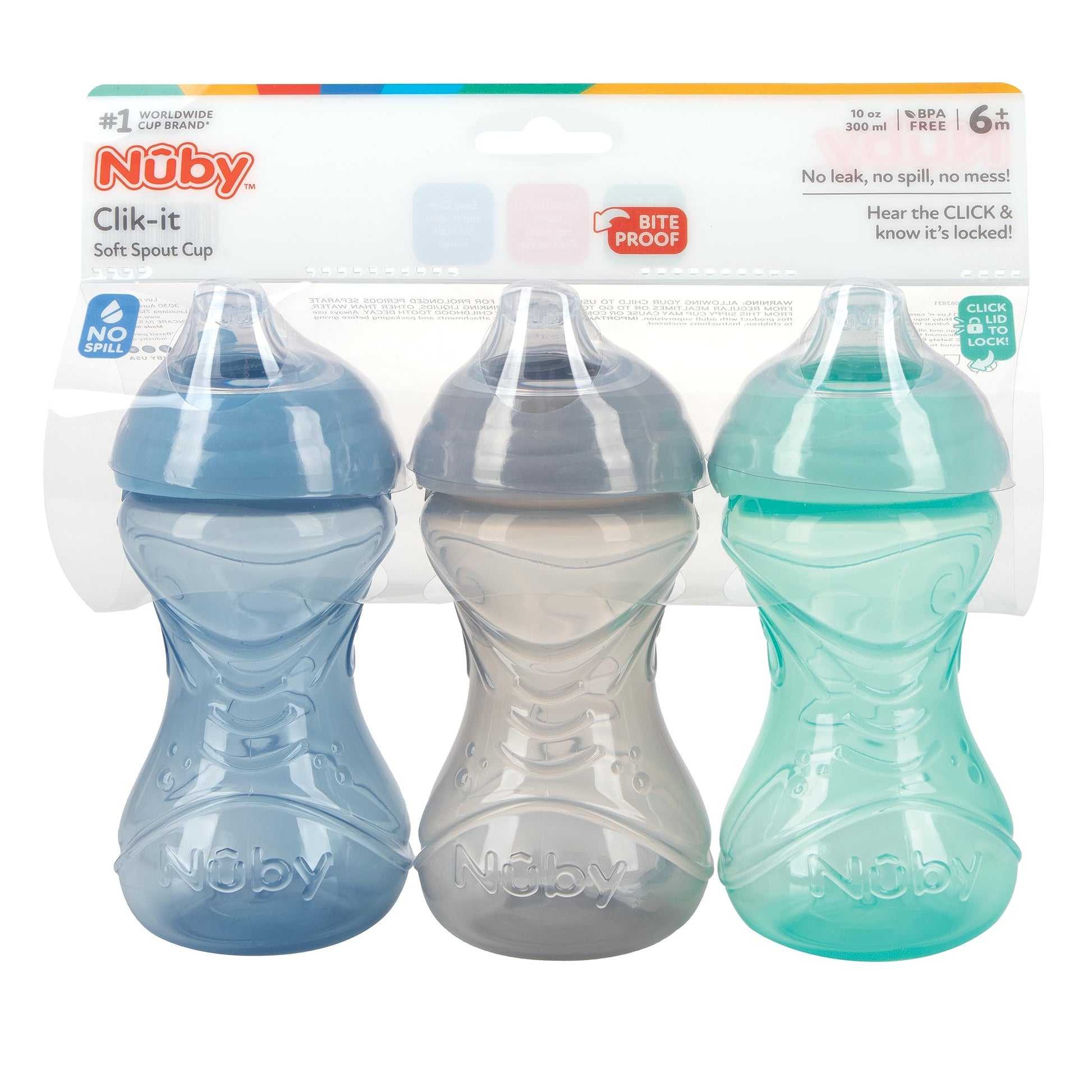Side view of the soft silicone spout gentle on baby gums.