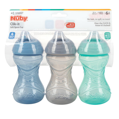 Side view of the soft silicone spout gentle on baby gums.